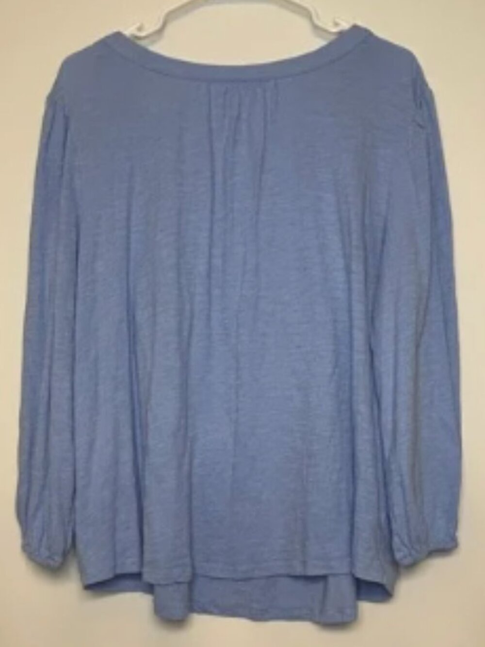 Style & Co Light Blue Embroidered Cotton Blouse 2X Long Sleeve Boho Peasant Top - Picture 2 of 4